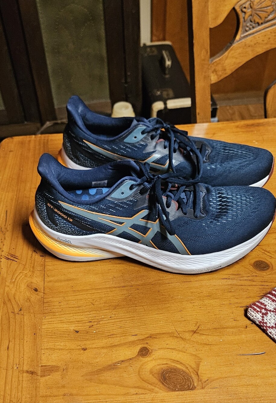 ASICS Men's Navy Running Shoes with Orange Accents